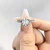 Rhodium Plated 925 Sterling Silver Pave 8.2x4.9mm Moissanite Finger Rings for Women WG36A3D-05-3