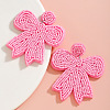 Glass & Cloth Bowknot Dangle Stud Earrings FS-WG55AB9-01-1