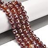 Electroplated Natural Agate Round Beads Strands G-L598-A01-03C-2