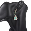 Flower 304 Stainless Steel Cubic Zirconia Dangle Stud Earrings EJEW-TA00800-04-3