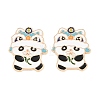 Chinese Lion Dance Panda Alloy Enamel Cabochons AL-CBA1A6F-03KCG-A-1