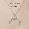 201 Stainless Steel Hollow Double Horn Pendant Necklace NJEW-OY001-82-3