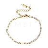 304 Stainless Steel Paperclip Chain & Rhinestone Cup Chains  Bracelets for Women BJEW-D456-06G-01-4