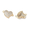 SHEGRACE Brass Micro Pave Clear Cubic Zirconia Connector Charms XGRQ3K054-563G-2