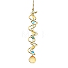 Iron Spiral & Glass Octagon & Teardrop Hanging Suncatchers HJEW-F025-01G-03-1