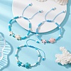 3Pcs 3 Colors Adjustable Synthetic Turquoise Braided Bead Bracelets BJEW-MZ00326-1