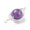 Natural Stone Copper Wire Wrapped Connector Charms X-PALLOY-JF01377-01-4