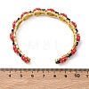 Ladybug Brass Enamel Cuff Bangles for Women BJEW-A171-01G-5