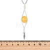 4Pcs 4 Colors Natural Labradorite & Yellow Hematoid Quartz & Amethyst & Dyed Green Jade Round with Cone Pendant 304 Stainless Steel Cable Chain Necklaces for Women NJEW-TA00261-5