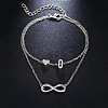 Alloy Infinity Heart Initial Charm Double Layer Anklets for Women FS-WG74AE6-15-1