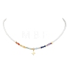 304 Stainless Steel Star Pendant Natural Aquamarine & Yellow Opal & Lapis Lazuli & Amethyst & Green Aventurine & Carnelian & Glass Faceted Rondelle Beaded Chakra Nacklaces NJEW-JN05773-2