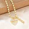 Mother's Day Brass Micro Pave Clear Cubic Zirconia Mom Heart Pendant Necklaces for Women NJEW-A071-06A-G-3