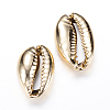 Electroplated Natural Cowrie Shell Beads SSHEL-R040-G-1
