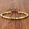 Natural Australian Jade Heishi Beads Adjustable Braided Bracelets for Men Women BX7041-19-1