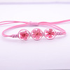 Transparent Glass Dried Flower Flat Round Beads Braided Bead Bracelets FS-WG4C602-04-1