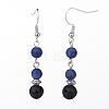 Frosted Dyed Natural Lapis Lazuli Dangle Earrings EJEW-JE02456-01-1