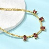 Brass Pave Cubic Zirconia Teardrop Pendant Round Beaded Necklaces NJEW-C121-01G-10-3