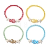 4Pcs Glass and Synthetical Turquoise Beads Stretch Bracelets for Women BJEW-TA00709-2