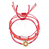 3Pcs Adjustable Glass Bead Nylon Cord Braided Bead Bracelet Sets NA1872-2-6