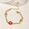 Brass Micro Pave Clear Cubic Zirconia Link Chain Bracelets for Women BJEW-C156-05G-2