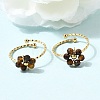 Adjustable 304 Stainless Steel Natural Tiger Eye Cuff Open Rings RJEW-P187-01G-02-1