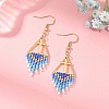 Glass Beads Braided Dangle Earrings EJEW-MZ00786-4