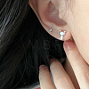 925 Sterling Silver Stud Earrings EJEW-C176-01B-MS-2