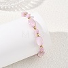 Natural Kunzite & Brass Beaded Strtetch Bracelets for Women BJEW-JB14124-01-4