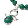 Synthetic Malachite Stretch Bracelets with Angel Charms BJEW-JB11046-05-3