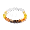 Natural Tiger Eye & Mixed Gemstone Round Beaded Stretch Bracelets for Women BJEW-JB11056-01-1