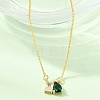 Brass Pave Cubic Zirconia Rectangle & Teardrop Pendant Cable Chain Necklaces KK-CBAB173-05G-08-3