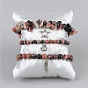 3Pcs Alloy & Natural Red Line Jasper Beads Charm Bracelets DY7954-14-1