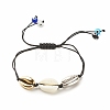 Acrylic & Alloy Shell Braided Bead Bracelet with Lampwork Evil Eye BJEW-JB08131-02-1