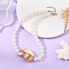 Ocean Acrylic Shell Shape & White Round Imitation Pearl Beaded Necklaces NJEW-JN06375-1