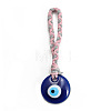 Flat Round with Evil Eye Resin Pendant Decorations EVIL-PW0002-12B-01-1