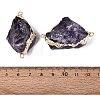Raw Rough Natural Amethyst Nuggets Connector Charms G-Q606-08D-3