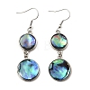 Brass Natural Abalone Shell Dangle Earrings EJEW-F388-01F-P-4