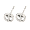 Rack Plated Peace Sign Brass Studs Earrings for Women EJEW-Z048-01P-1