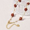 Natural Red Jasper Faceted Flat Round Beaded Chain Necklaces with Matte Brass Beads GG-CBA37F5-01G-01-2