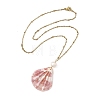 Natural Scallop Shell Pendant 304 Stainless Steel Satellite Chain Necklaces with Natural Pearl NJEW-JN06547-4