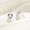 925 Sterling Silver Micro Pave Cubic Zirconia Stud Earrings EJEW-K284-09P-2