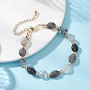 Natural Tourmalinated Quartz & Brass Beaded Bracelets for Women BJEW-JB12904-02-2