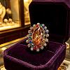 Zinc Alloy Glass Finger Rings UG8757-13-1