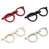 4Pcs 4 Colors Alloy Glasses Frame Shape Tie Clip for Clothes Dresses Decoration JEWB-BC0001-10-1