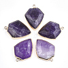 Electroplate Natural Amethyst Pendants G-S344-20B-1
