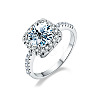 Rhodium Plated 925 Sterling Silver Moissanite Finger Rings for Women WGE3211-02-3