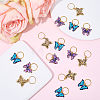 15Pcs 3 Styles Butterfly Printed Alloy Braiding Hair Pendant Decoration Clips OHAR-BM0001-04-4