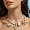 Summer Ocean 304 Stainless Steel & Natural Sea Shell Starfish Turtle Multi Pendant Bib Necklaces for Women YW3653-3