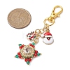 Christmas Star Glass Seed & Alloy Enamel Pendant Decoration HJEW-MZ00079-3