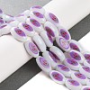 Printing Glass Oval Beads for Necklaces Bracelets Making GLAA-B020-01A-06-2